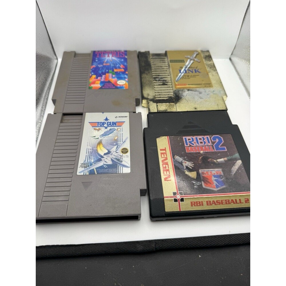 NES Game Bundle Lot Of 4 Zelda II Top Gun Tetris RBI Baseball 2 Tested